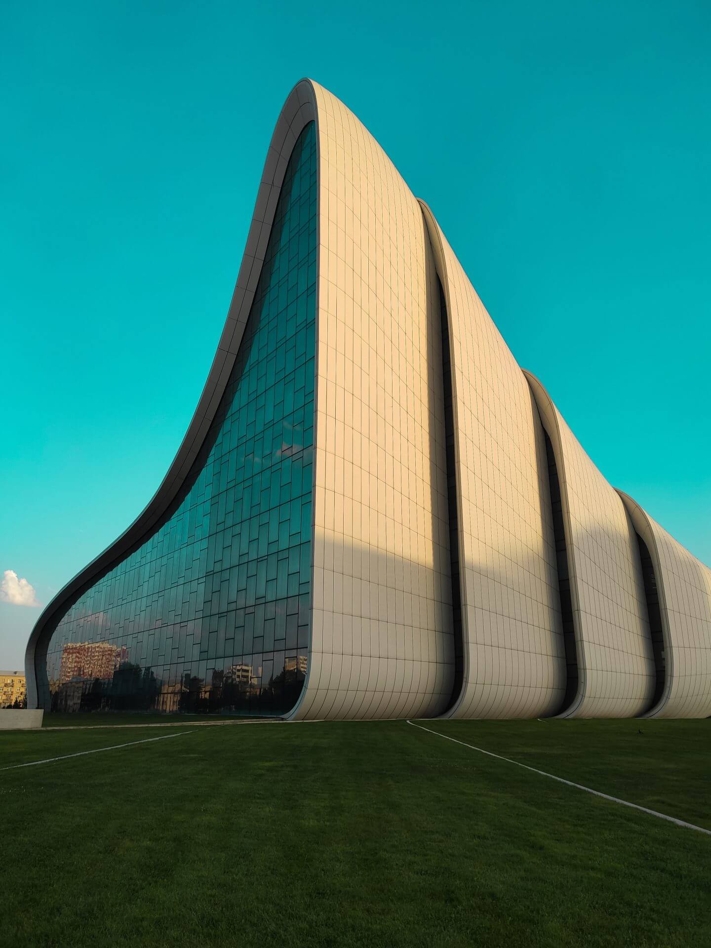 Ajerbaijan building with interesting architecture in Baku